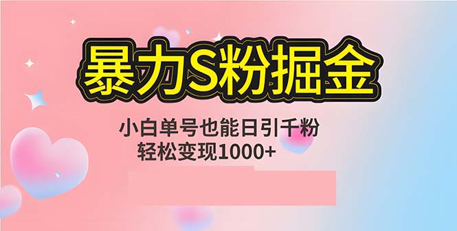 单人单机日引千粉，变现1000+，S粉流量掘金计划攻略-知芽创业社