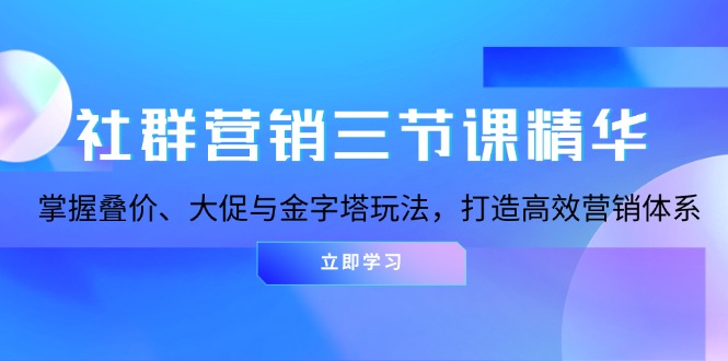 社群营销三节课精华：掌握叠价、大促与金字塔玩法，打造高效营销体系-知芽创业社