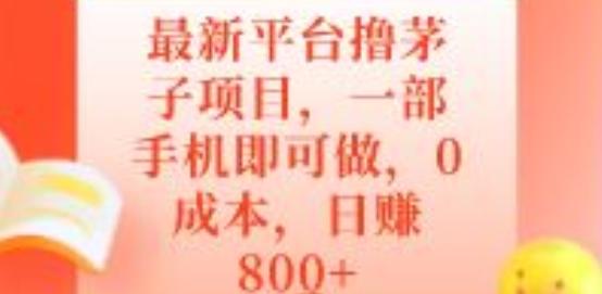 最新平台撸茅子项目，一部手机即可做，0成本，日赚800+-知芽创业社