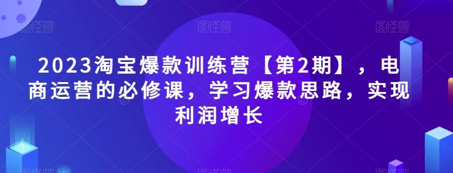 2023淘宝爆款训练营【第2期】，电商运营的必修课，学习爆款思路，实现利润增长-知芽创业社