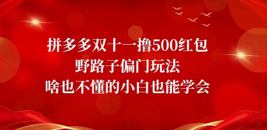 拼多多双十一撸500红包野路子偏门玩法，啥也不懂的小白也能学会【揭秘】-知芽创业社